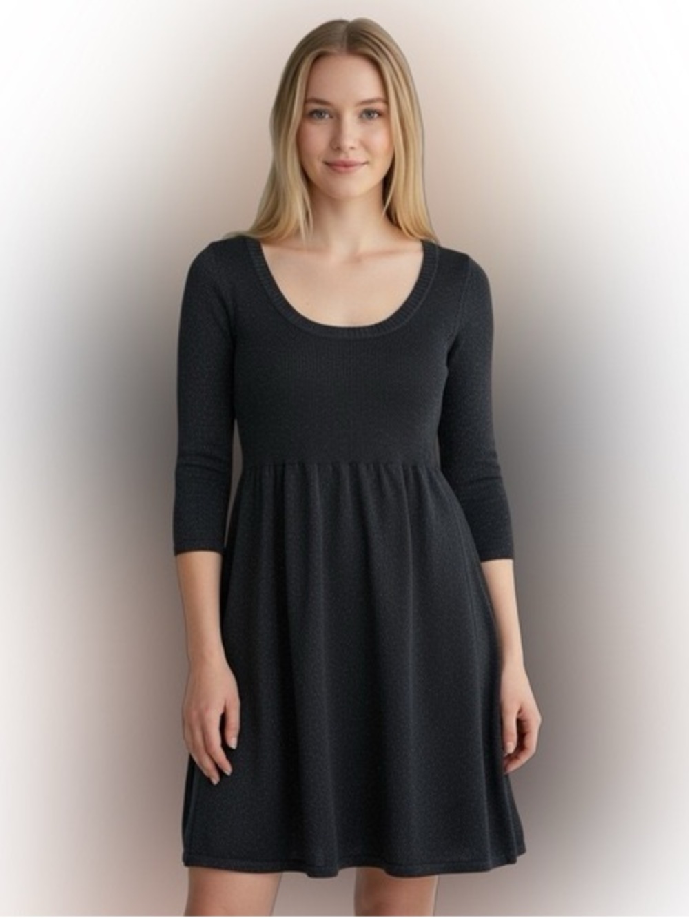 Classic Scoop Neck Black Women's Dress